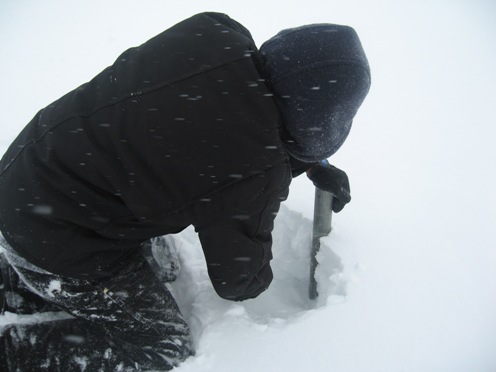 Figure 5.14: Students and teachers collect snow samples. Image from Dr. Delena Norris-Tull. 