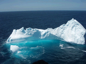 Water is more dense than ice, which is why ice floats on water. Image from URL: http://www.dynamicscience.com.au/tester/solutions/chemistry/icebrg.gif