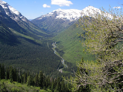 Figure 3.1: This U-shaped river valley, near Glacier Park, shows features typical of many Montana landscapes.